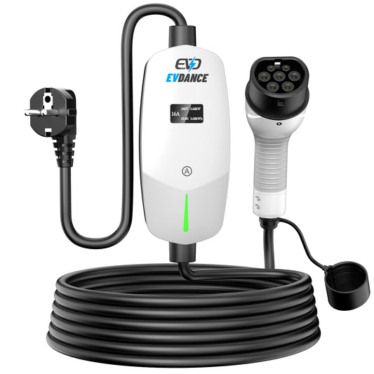EVDANCE Chargeur EV monophasé type 2 16A Max, 3,68 (kW), prise Schuko