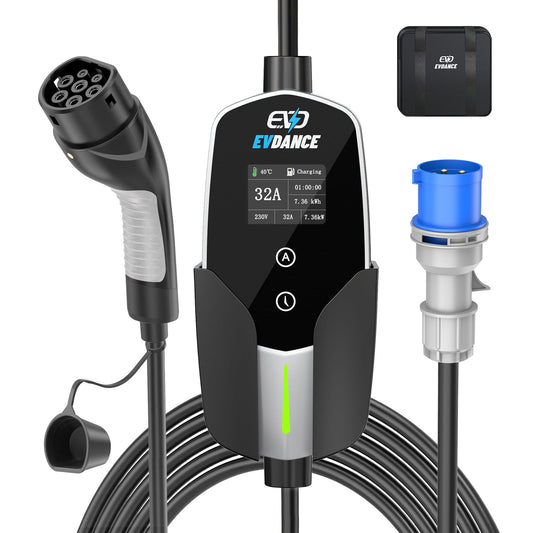 EVDANCE Tragbares/Wallbox Type 2 Ladekabel Mit CEE Stecker 7,36kW, 1 Phase, 6,1m, 32A