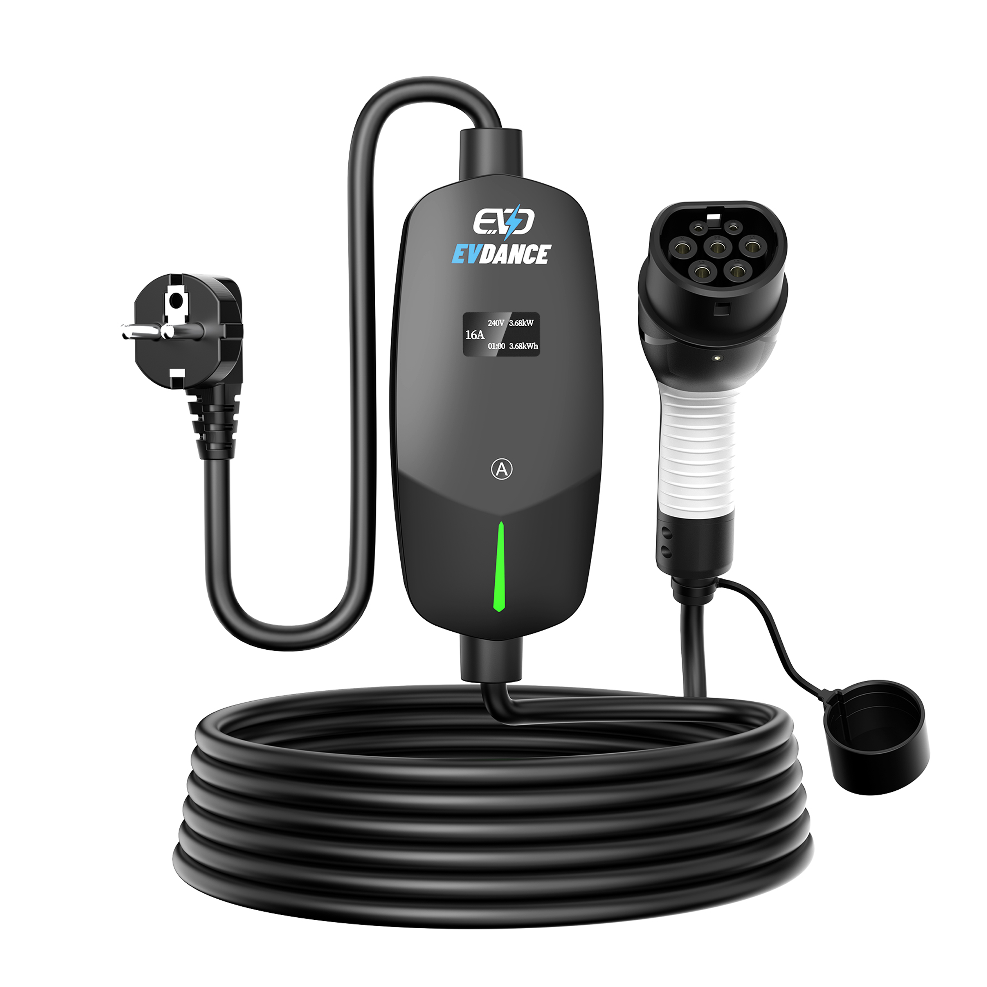 EVDANCE Schuko Portable EV Charger – Single Phase Type 2, 16A / 3.68kW | Basic