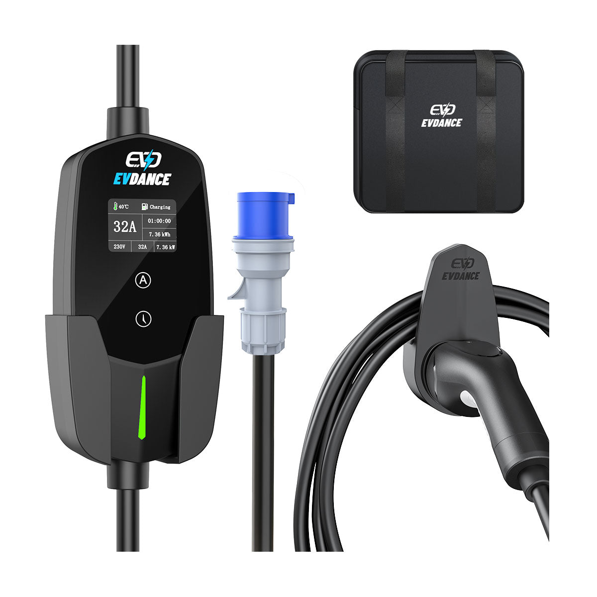EVDANCE Tragbares/Wallbox Type 2 Ladekabel Mit CEE Stecker 7.36kW, 1 Phase, 6.1m, 32A