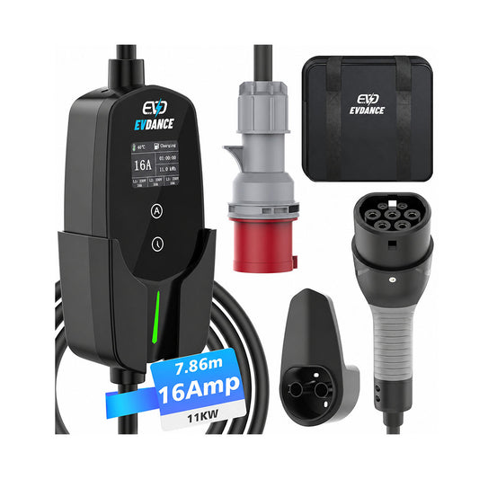 Boîte murale mobile EVDANCE 11 (kW), chargeur EV triphasé de type 2 16A Max, prise CEE