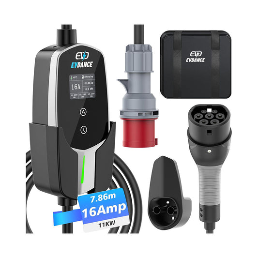 Boîte murale mobile EVDANCE 11 (kW), chargeur EV triphasé de type 2 16A Max, prise CEE