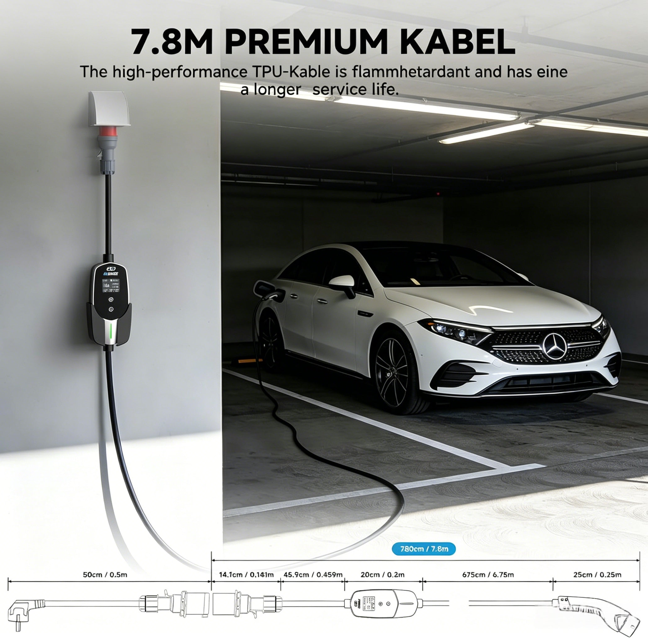 EVDANCE 11 (kW) Mobile Wallbox, 3 Phase EV Charger 16A Max with DC 6mA Protection