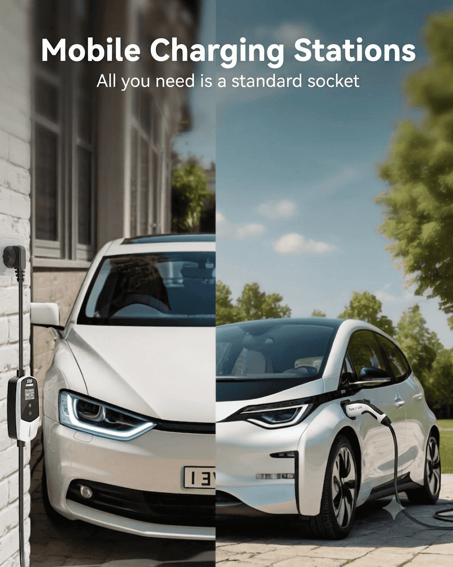 EVDANCE Einphasiges Typ-2-Ladegerät für Elektrofahrzeuge, max. 16 A, 3,68 (kW), Schuko-Stecker