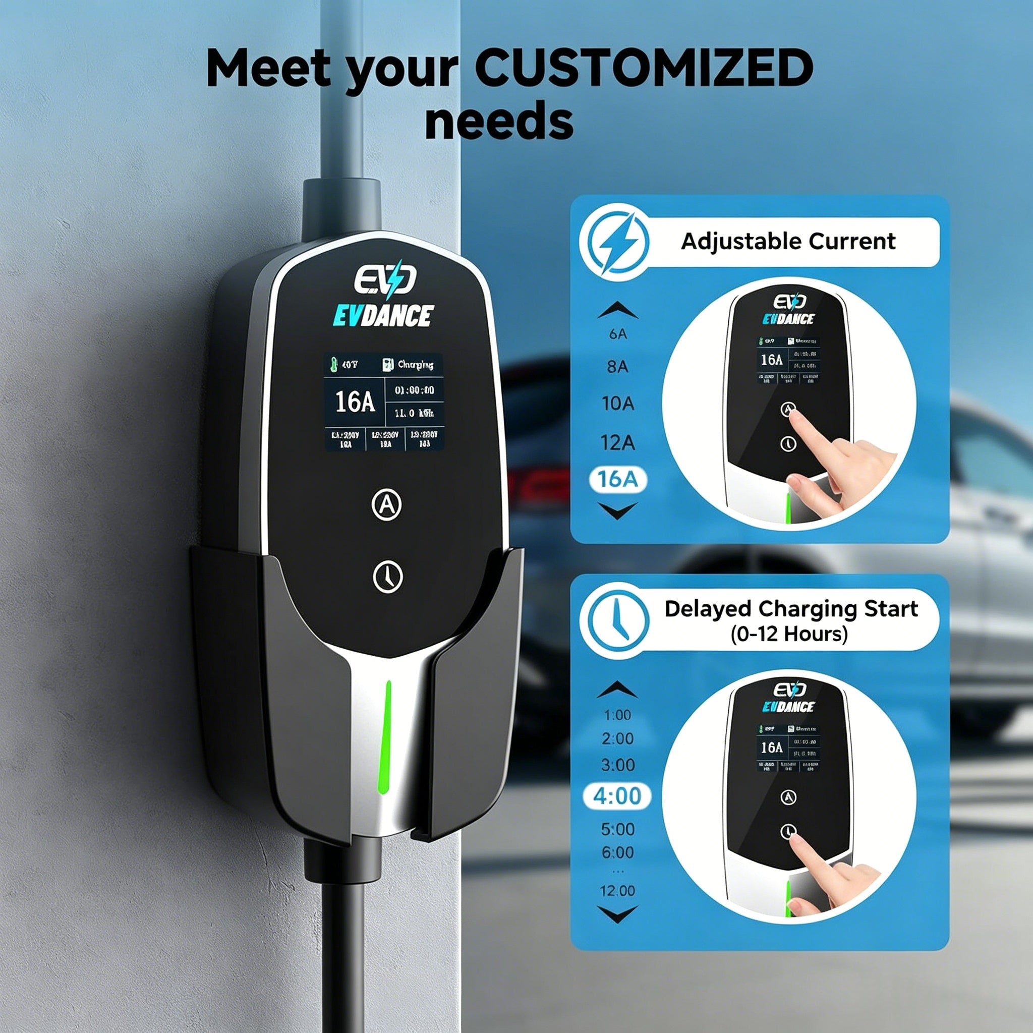 EVDANCE 11 (kW) Mobile Wallbox, 3 Phase EV Charger 16A Max with DC 6mA Protection