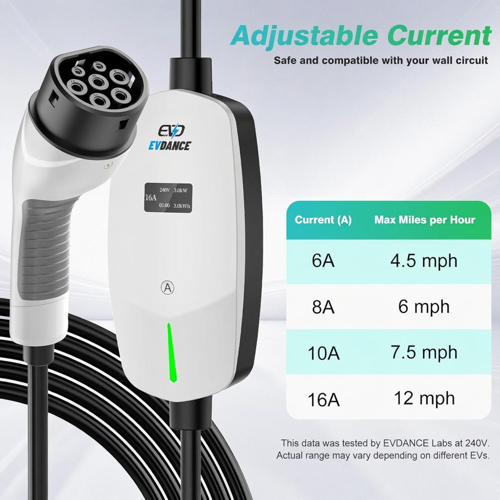 EVDANCE Single Phase Type 2 EV Charger 16A, 3.68 (kW), Schuko Plug