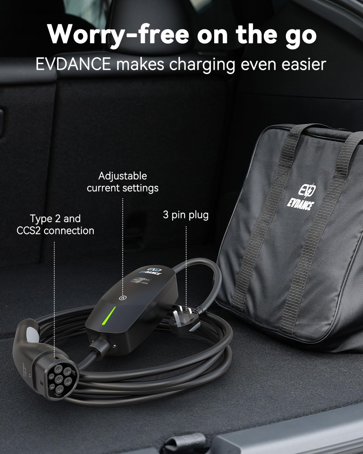 EVDANCE Single Phase Type 2 EV Charger 10A Max, 2.3 (kW), 3 Pin Plug