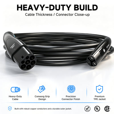EVDANCE Cable de carga Type 2 a NACS – Monofásico, 32 A / 6 m, Compatible con Tesla