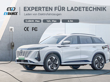 EVDANCE Portable Type2 16A 230V EV Charger Adjustable With 1.77 Screen