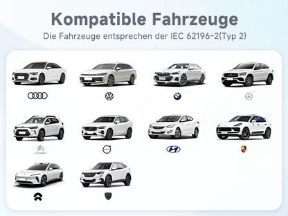 EVDANCE Portable Type2 16A 230V EV Charger Adjustable With 1.77 Screen