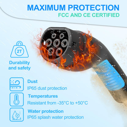 EVDANCE Type 2 to Type 2 EV Charging Extension Cable 1 Phase 