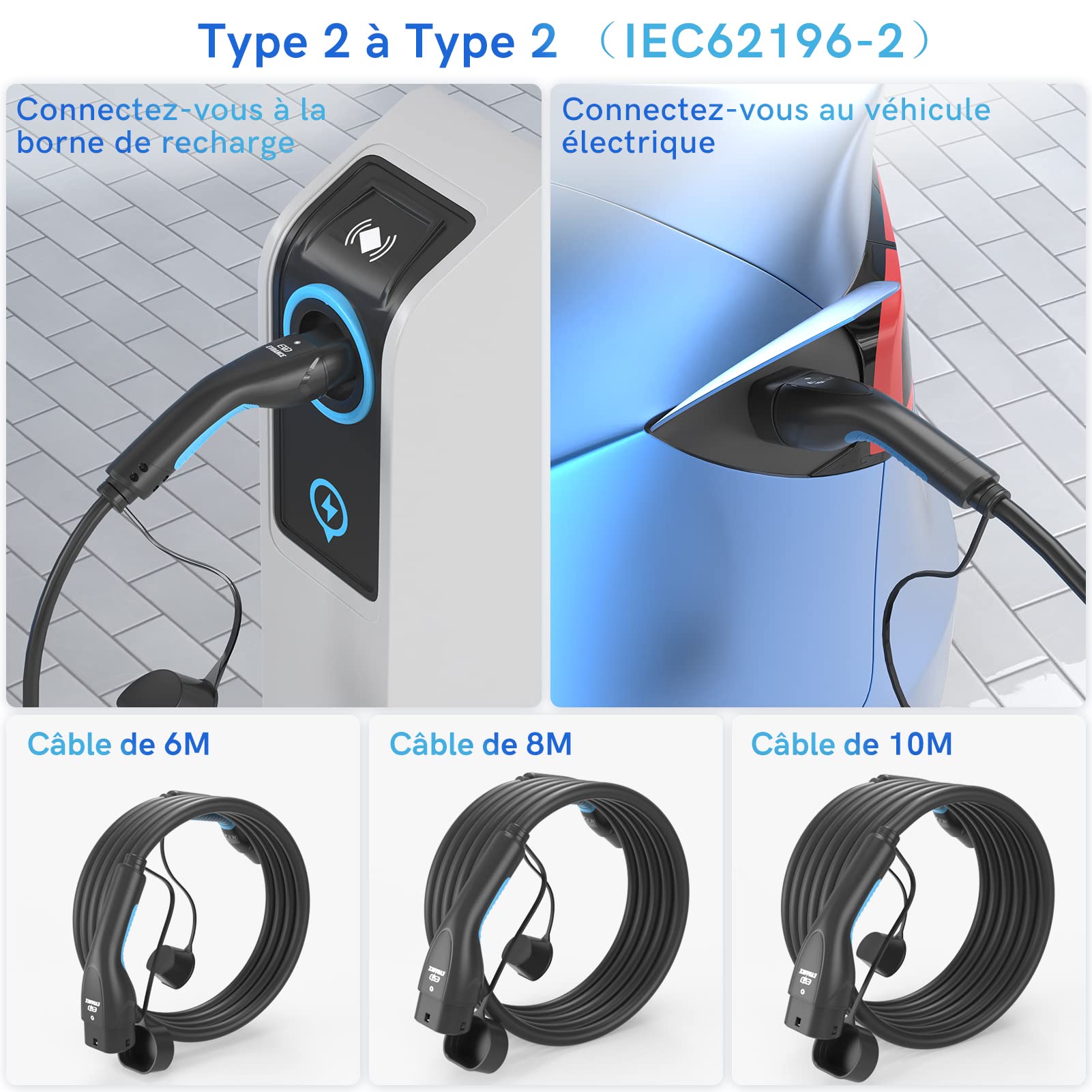 EVDANCE Type 2 to Type 2 Charging Cable for E Car EV/PHEV