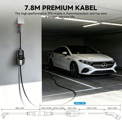 EVDANCE 11 (kW) Mobile Wallbox, 3 Phase EV Charger 16A Max with DC 6mA Protection