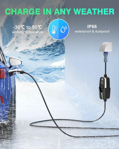 EVDANCE Single Phase Type 2 EV Charger 32A Max, 7.36 (kW), 20ft, CEE Plug