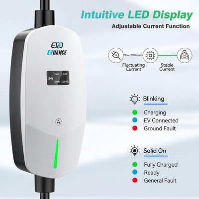 EVDANCE Single Phase Type 2 EV Charger 16A, 3.68 (kW), Schuko Plug