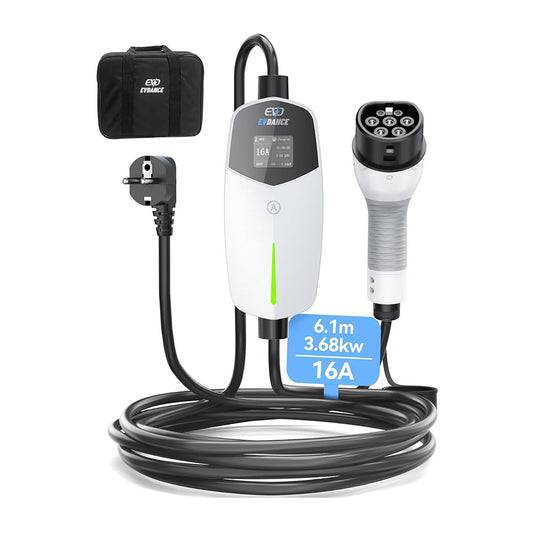 EVDANCE Chargeur EV monophasé type 2 16A Max, 3,68 (kW), prise Schuko