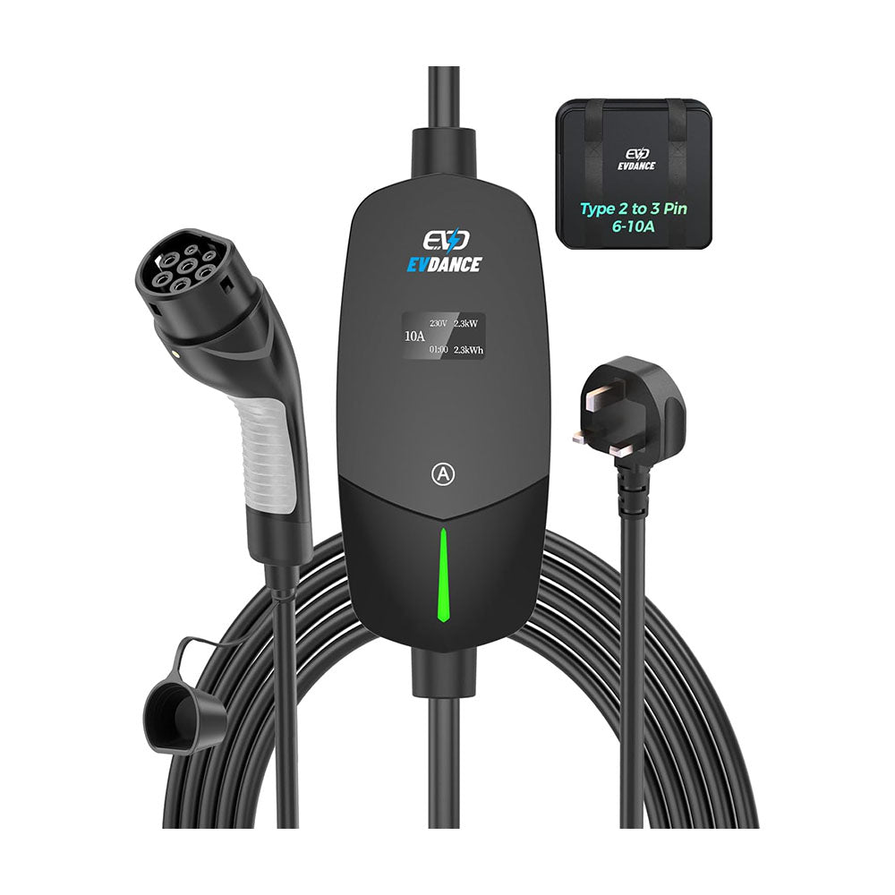 EVDANCE Single Phase Type 2 EV Charger 10A Max, 2.3 (kW), 3 Pin Plug