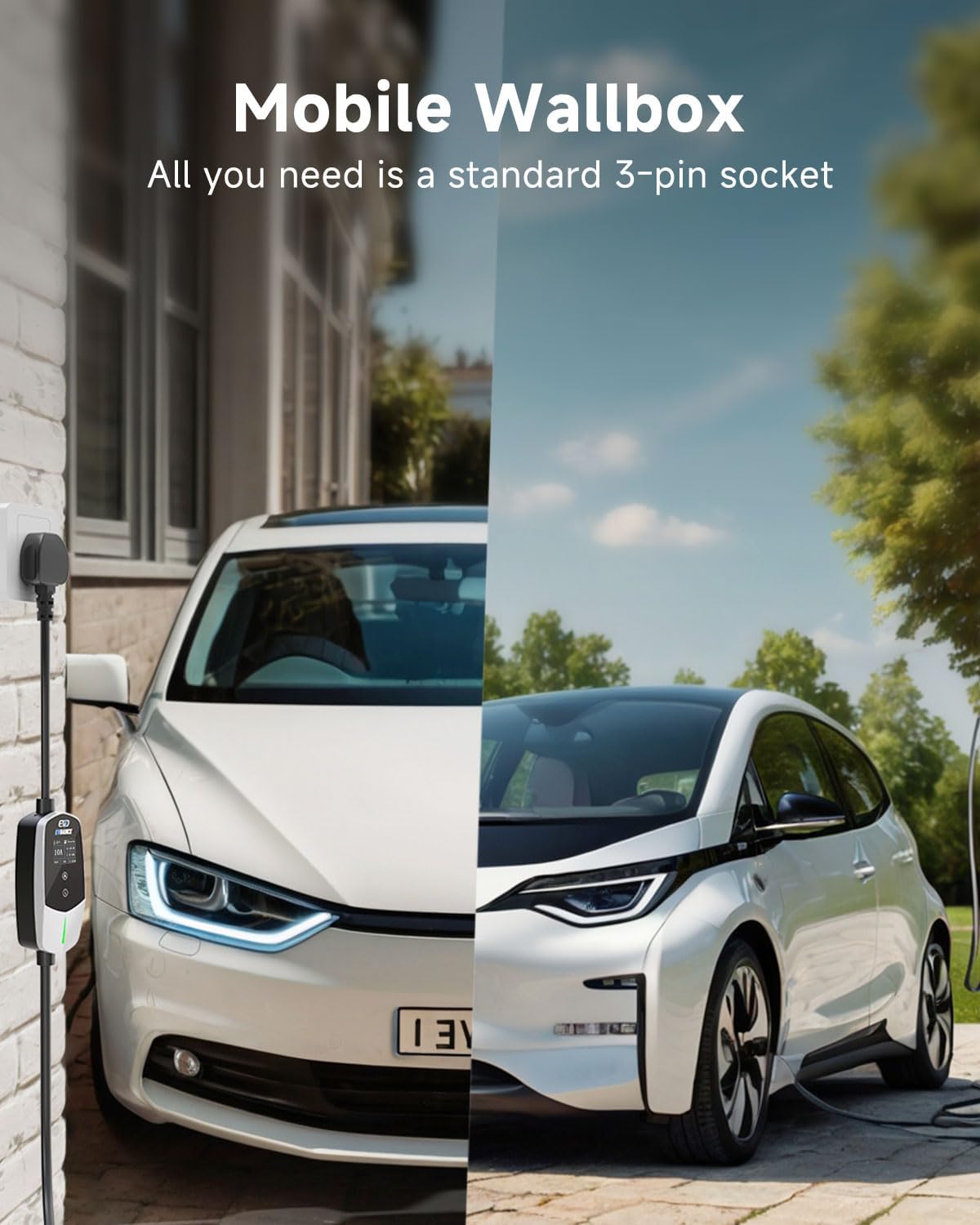 EVDANCE Single Phase Type 2 EV Charger 10A Max, 2.3 (kW), 3 Pin Plug