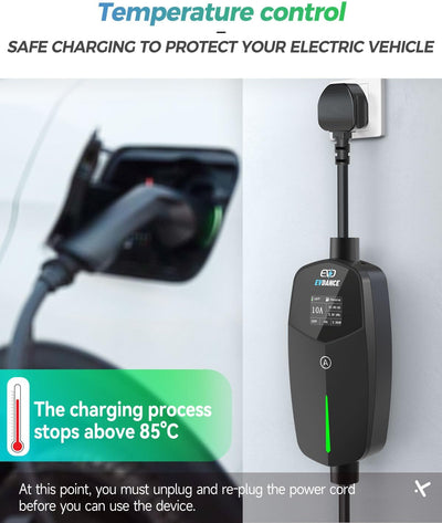 EVDANCE Single Phase Type 2 EV Charger 10A Max, 2.3 (kW), 3 Pin Plug