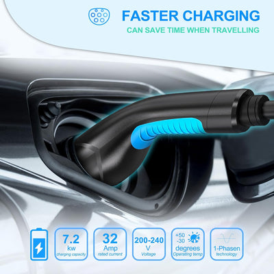 EVDANCE Single Phase Type 2 EV Charging Cable, 32A (7.2kW)